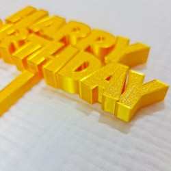 Topper złoty „Happy Birthday” na tort urodzinowy