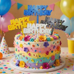 Topper „Happy Birthday” na tort urodzinowy – wybór koloru