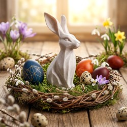 Zajączek/Królik wielkanocny jak Marmur „Płatek” 3D – figurka do stroików