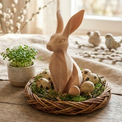 Zajączek/Królik wielkanocny Beżowy „Płatek” 3D – figurka do stroików