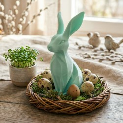 Zajączek/Królik wielkanocny Miętowy „Płatek” 3D – figurka do stroików