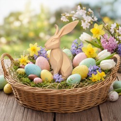 Zajączek/Królik wielkanocny Beżowy „Bąbel” 3D – figurka dekoracyjna