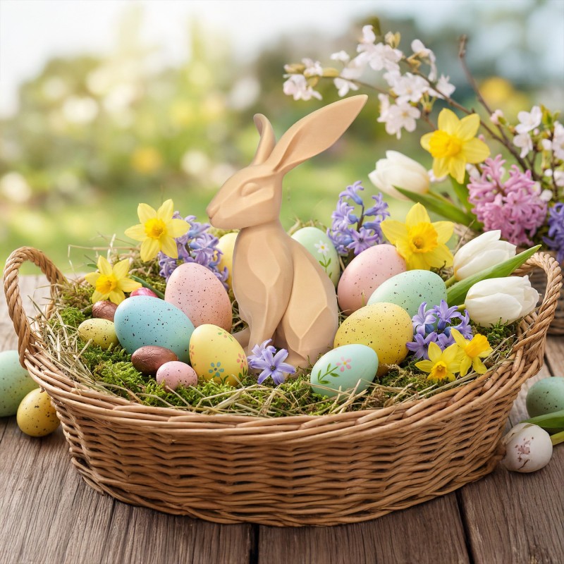 Zajączek/Królik wielkanocny Beżowy „Bąbel” 3D – figurka dekoracyjna