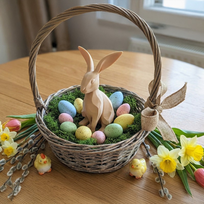 Zajączek/Królik wielkanocny Beżowy „Bąbel” 3D – figurka dekoracyjna