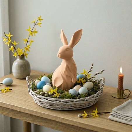 Zajączek/Królik wielkanocny Beżowy „Kropka” 3D – ozdoba na stół