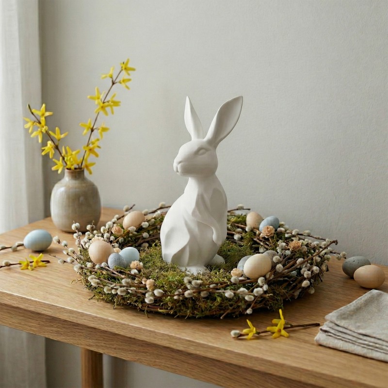 Zajączek/Królik wielkanocny Biały „Kropka” 3D – ozdoba na stół