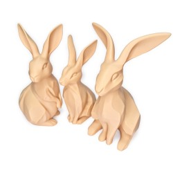 Rodzina zajączków/królików wielkanocnych 3D – Beżowy zestaw 3 figurek