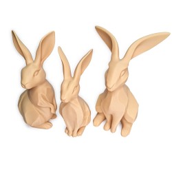 Rodzina zajączków/królików wielkanocnych 3D – Beżowy zestaw 3 figurek