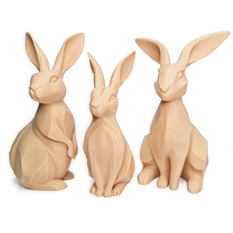 Rodzina zajączków/królików wielkanocnych 3D – Beżowy zestaw 3 figurek