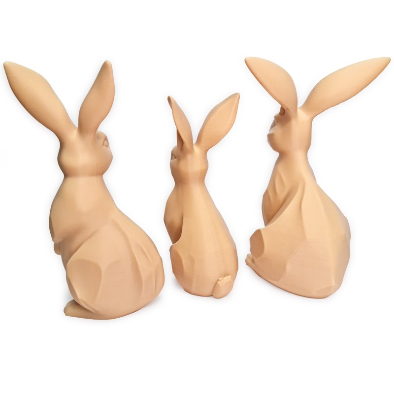 Rodzina zajączków/królików wielkanocnych 3D – Beżowy zestaw 3 figurek