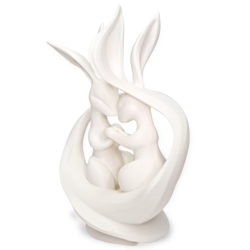 Para zajączków/królików 3D – Biała figurka miłości, dekoracja wnętrza