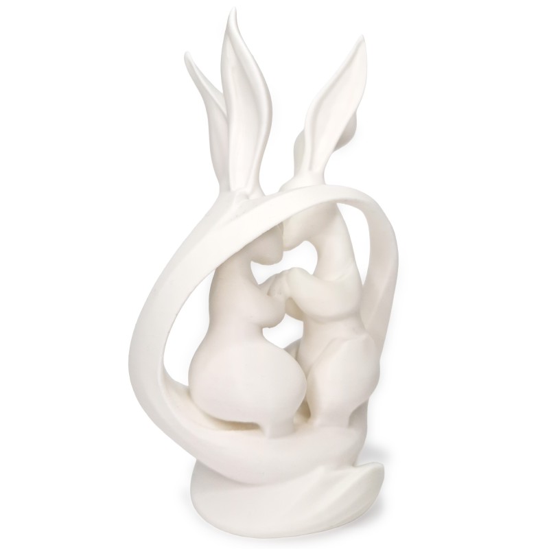 Para zajączków/królików 3D – Biała figurka miłości, dekoracja wnętrza