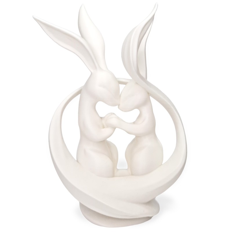 Para zajączków/królików 3D – Biała figurka miłości, dekoracja wnętrza