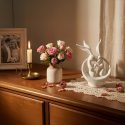 Para zajączków/królików 3D – Biała figurka miłości, dekoracja wnętrza