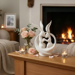 Para zajączków/królików 3D – Biała figurka miłości, dekoracja wnętrza