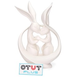 Para zajączków/królików 3D – Biała figurka miłości, dekoracja wnętrza