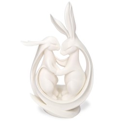 Zajączki/króliki w objęciach 3D – Biała figurka dekoracyjna, ozdoba
