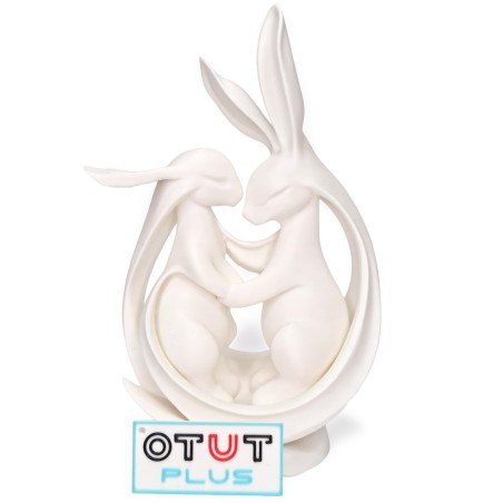 Zajączki/króliki w objęciach 3D – Biała figurka dekoracyjna, ozdoba