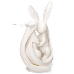 Zajączki/króliki w objęciach 3D – Biała figurka dekoracyjna, ozdoba