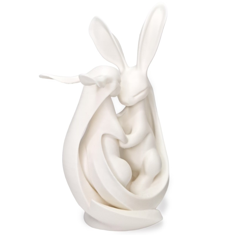 Zajączki/króliki w objęciach 3D – Biała figurka dekoracyjna, ozdoba