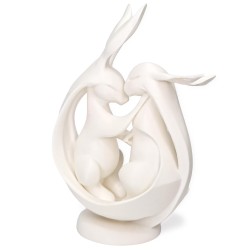 Zajączki/króliki w objęciach 3D – Biała figurka dekoracyjna, ozdoba
