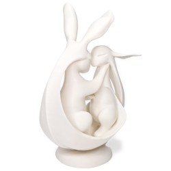 Zajączki/króliki w objęciach 3D – Biała figurka dekoracyjna, ozdoba