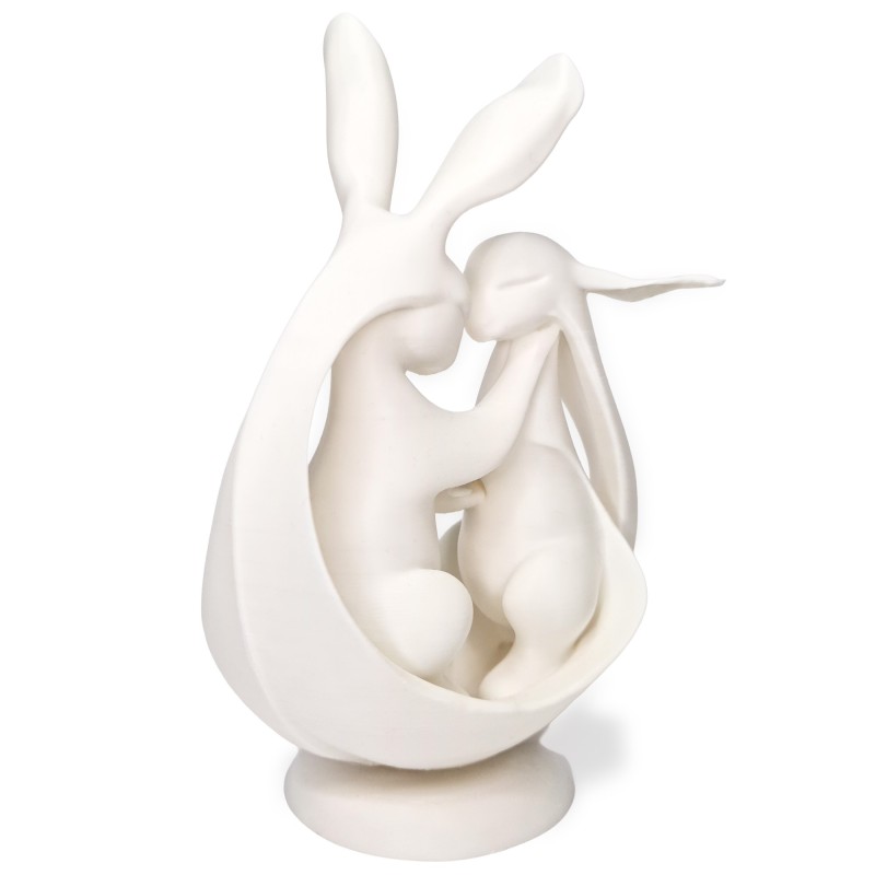 Zajączki/króliki w objęciach 3D – Biała figurka dekoracyjna, ozdoba