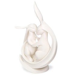 Zajączki/króliki w objęciach 3D – Biała figurka dekoracyjna, ozdoba