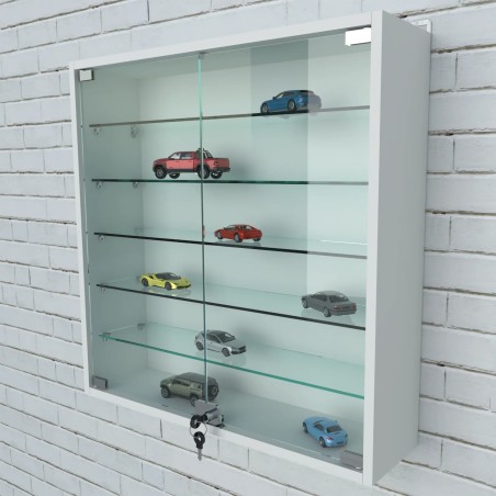 Witryna wisząca z pięcioma półkami – przeszklony front i zamek