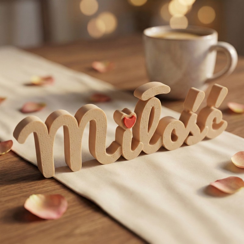 Napis Miłość beżowy dekoracja prezent walentynki autorski design