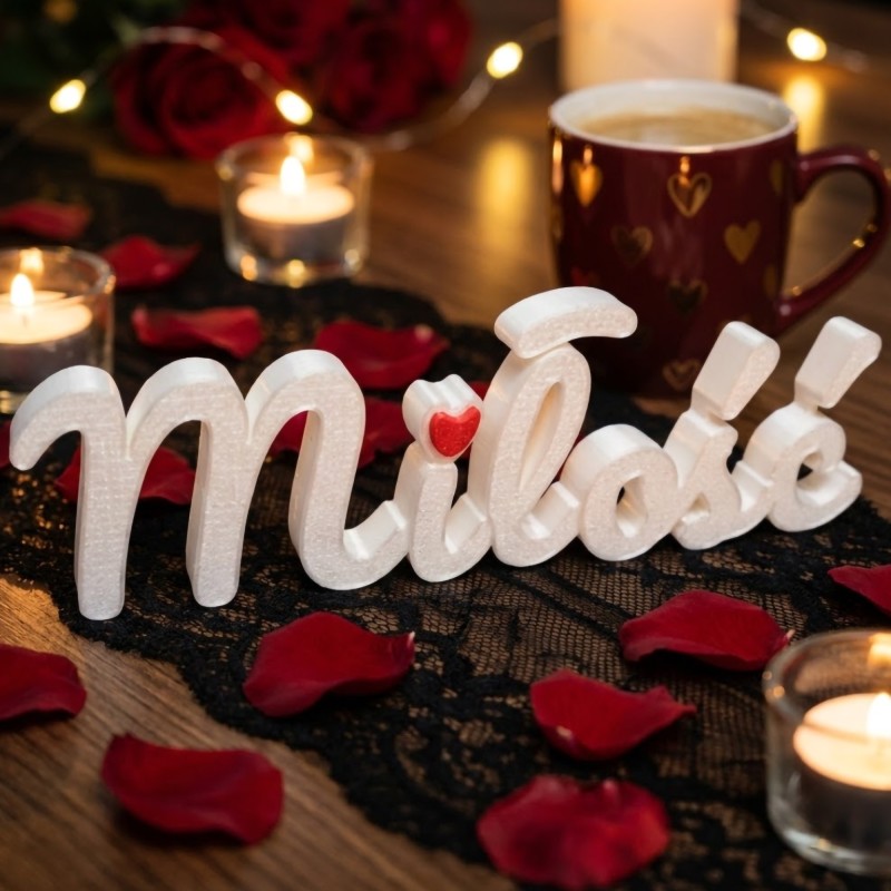 Napis Miłość biały dekoracja prezent walentynki autorski design