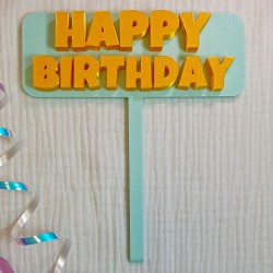 Topper na Tort „Happy Birthday” miętowy – Dekoracja Urodzinowa