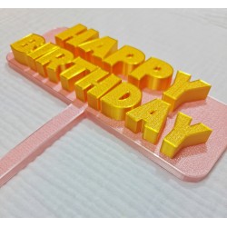 Topper na Tort „Happy Birthday” różowy – Dekoracja Urodzinowa
