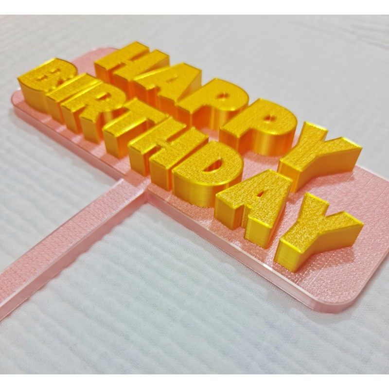 Topper na Tort „Happy Birthday” różowy – Dekoracja Urodzinowa