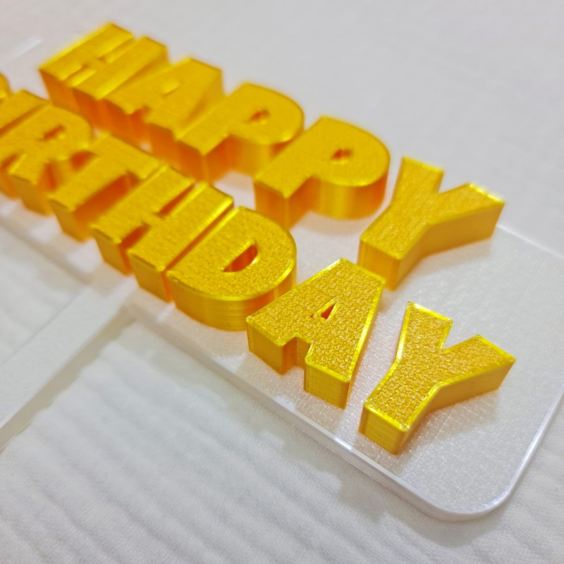 Topper na Tort „Happy Birthday” biały – Dekoracja Urodzinowa