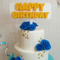 Topper na Tort „Happy Birthday” biały – Dekoracja Urodzinowa