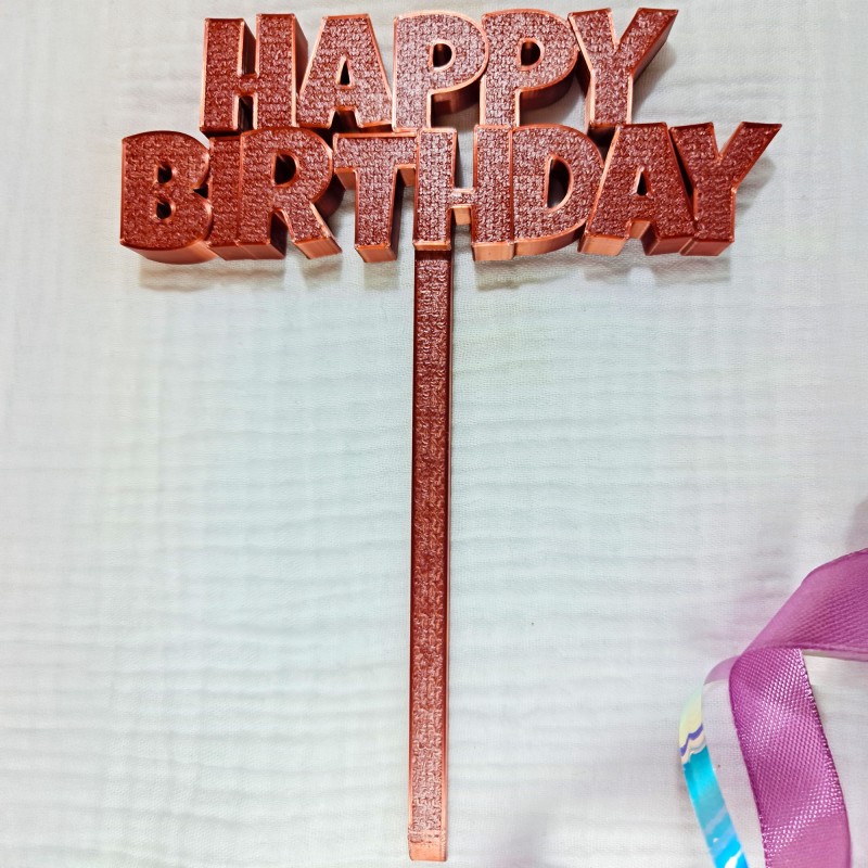 Topper miedziany „Happy Birthday” na tort urodzinowy