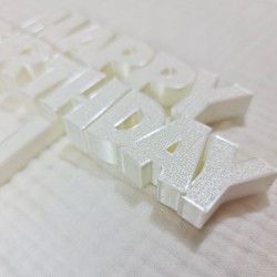 Topper biały „Happy Birthday” na tort urodzinowy