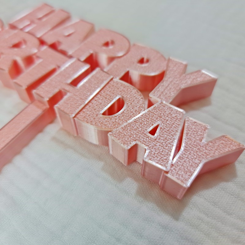Topper różowy „Happy Birthday” na tort urodzinowy